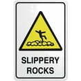 thumbnail image 1 of Caution Slippery Rocks Sign 12 x 8 Inches - Rust-Free Aluminum, Outdoor Metal Tin Sign, Practical for Home, Business, Yard, Beach, Trail, 1 of 6