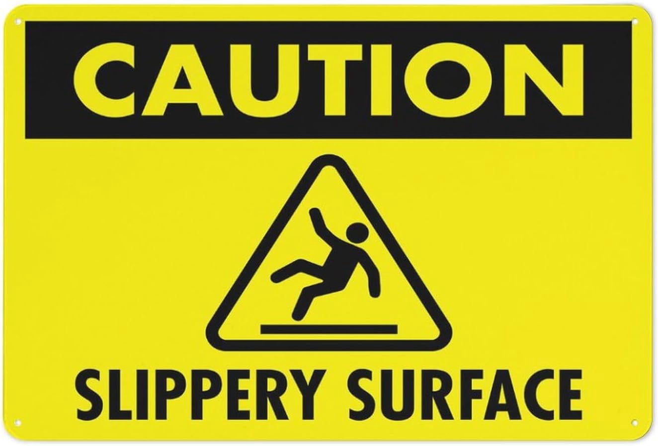 Caution Slippery Surface Sign Safe Sign, Signs Outdoor, 12 X 8 In, Sign ...