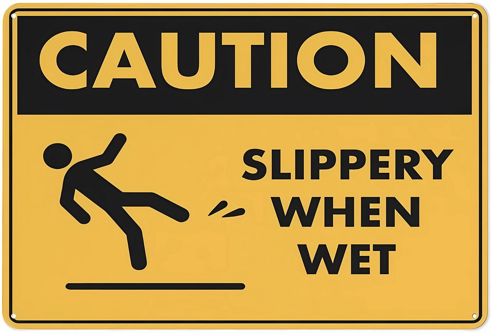 Caution Slippery When Wet Icon Reflective Aluminum Sign 12 x 8 Inches ...