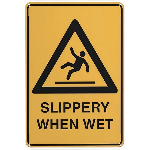 Caution Slippery When Wet Sign - 8"x12" Vintage Metal Warning Sign, Wet Floor Decor for Home Farm Bar Coffee Shop Club Office Restaurant Warehouse
