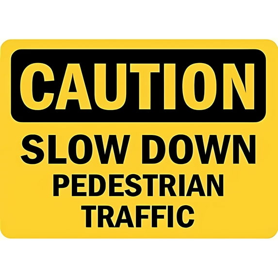 Caution Slow Down Pedestrian Traffic Sign - 8"x12" Tin Metal Warning Vintage Wall Decor for Home Farm Bar Coffee Shop Club