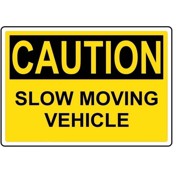 Caution Slow Moving Vehicle Sign – 8x12 Inch Reflective RustFree Aluminum,HighVisibility & Weatherproof,Safety Warning Sign for Farm,Construction,or Road Use