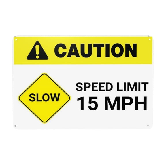 Caution Slow Speed Limit 15 Mph Sign Warning Metal Sign Vintage Sign Wall Decor for Home Farm Bar Coffee Shop Club Decoration 8x12 Inch