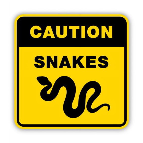 Caution Snakes - 3" Vinyl Sticker - For Car Laptop I-Pad Phone Helmet Hard Hat - Waterproof Decal