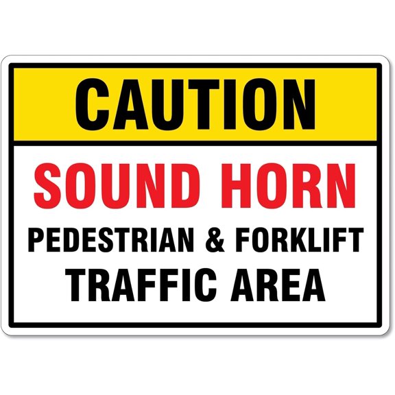 Caution Sound Horn, Pedestrian and Forklift Traffic Area Sign Warning Signs Forklift Signs Metal Tin Sign 8x12 Inches Caution Danger Safety Security Warning Notice Signs