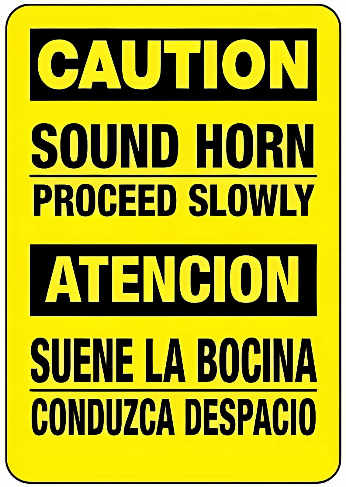 Caution Sound Horn Proceed Slowly Bilingual Metal Tin Sign 12 x 8 ...