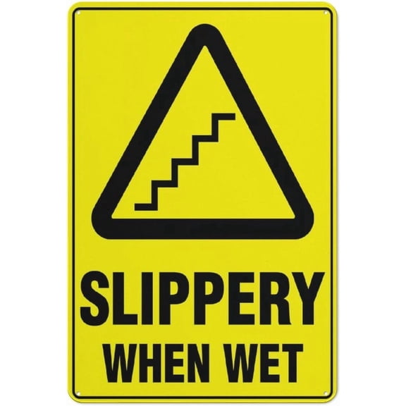 Caution Stairs Slippery When Wet Sign 12X8 Inch Tin Sign Great For Garden And Yard Wall Decor