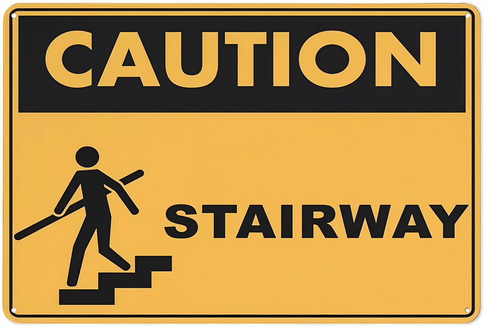 Caution Stairway Reflective Aluminum Warning Sign 12 x 8 Inches - with ...