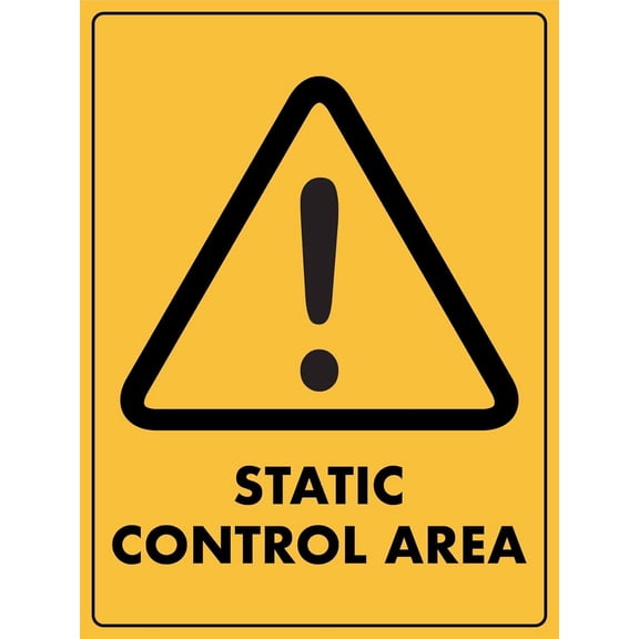 Caution Static Control Area ESD-Safe Metal Tin Sign 8"x12", Durable Anti-Static, For Electronics Factory Lab Indoor Outdoor Static Prevention