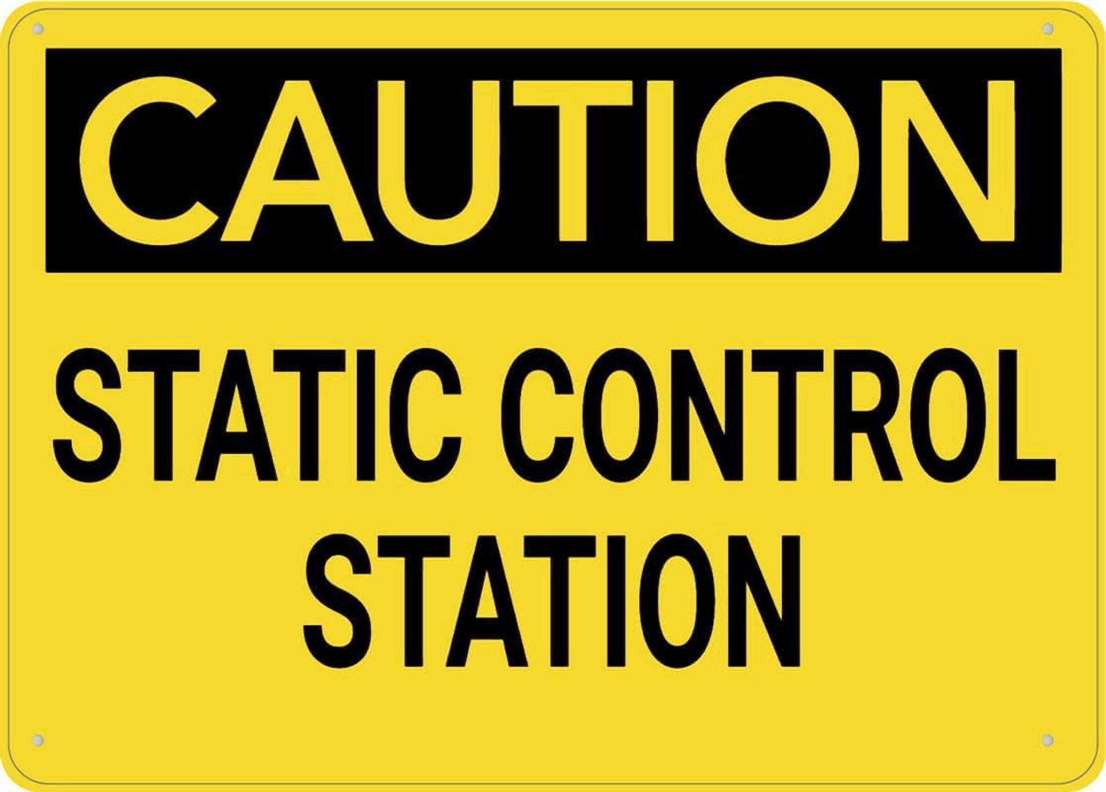 Caution Static Control Station Sign For Home 12X8 Inch Rust Free ...