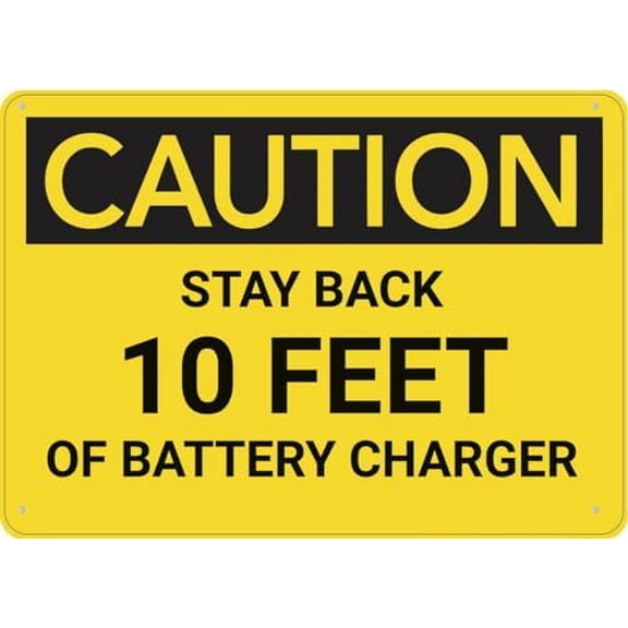 Caution Stay Back 10 Feet Of Battery Charger Sign 8"X12" Rust Free Aluminum Signs Outdoor, Metal Tin Sign For Home, Business, Yard