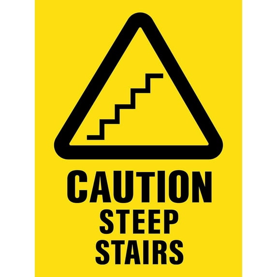 Caution Steep Stairs Sign Metal Tin Sign 8x12 Inches Caution Danger Safety Security Warning Notice Signs