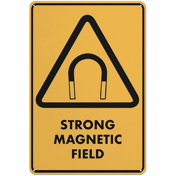 Caution Strong Magnetic Field Rust-Free Aluminum Sign 12 x 8 Inches - UV Protected, Waterproof, Weatherproof, Fade Resistant, 4 Pre-Drilled Holes, Lab Use