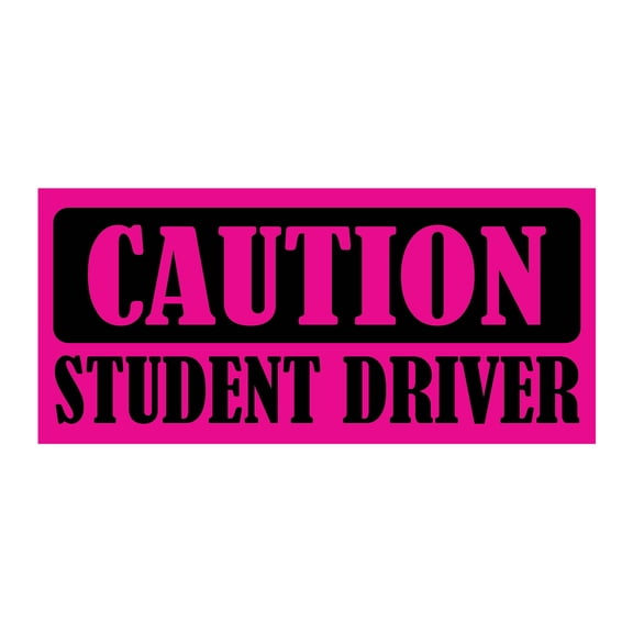 Caution Student Driver Bumper Magnet by DCM Solutions (Pink, 9.25" W x 4.25" H)