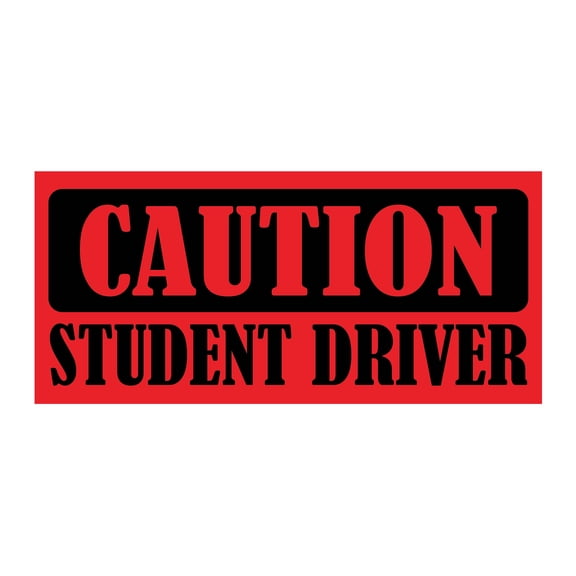 Caution Student Driver Bumper Magnet by DCM Solutions (Red, 9.25" W x 4.25" H)