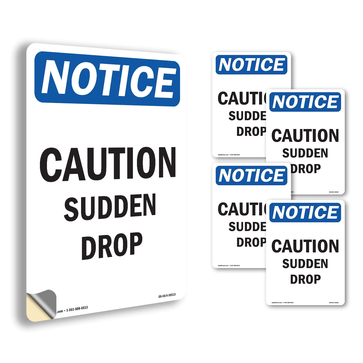 Label Warning Drop Caution Sudden Drop OSHA Notice Vinyl Decal Label 7 Inch x 5 Inch - 5 ...