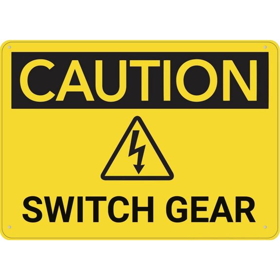 Caution Switch Gear Sign Warning Tin Sign Home Kitchen Farm Garden Garage Wall Decor 12X8Inch