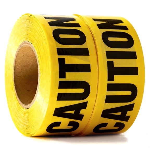 Caution Tape 2 Pack 3 inch x 1000 feet, Bright Yellow w/Bold Black Text, 3" Wide for Maximum Readability Strongest & Thickest Tape for Danger/Hazardous Areas