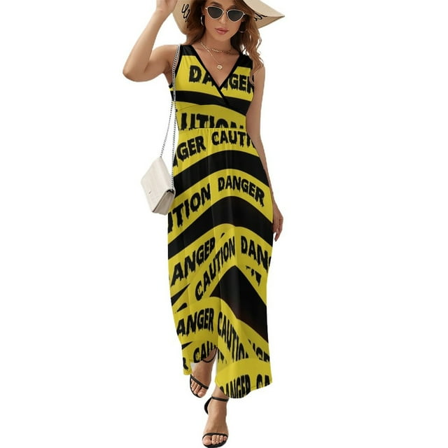 Caution Tape Danger Crime Scene Tape Sleeveless Dress wedding dresses