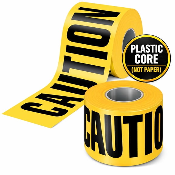 Caution Tape Roll, 3 Inch x 660 Ft  Waterproof & Tear-Resistant Warning Hazard Tape with Plastic Core, Safety Barrier for Construction, Crowd Control, Crime Scene & Halloween Decor (2 Roll)