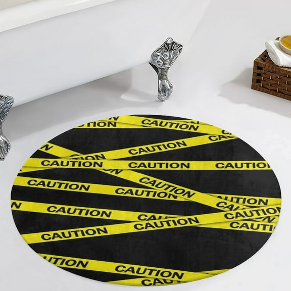 Caution Tape Round Carpet Circle Rug Outdoor Patio Area Rug Washable Large Area Rugs Hallway Room Decor Fitness Mats