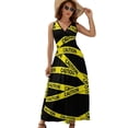 thumbnail image 1 of Caution Tape Womens Night Club Maxi Dress V Neck Sleeveless Bohemia Long Dresses, 1 of 9