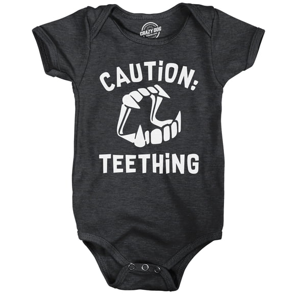 Caution Teething Baby Bodysuit Funny Sarcastic Halloween Vampire Graphic Novelty Jumper For Infants