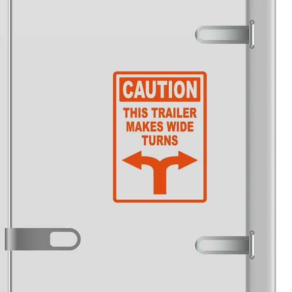 Caution This Trailer Makes Wide Turns Vinyl Decal Sticker - Many Colors & Sizes - Wide Turn Sign Truck Safety Markings for Dry Van and Reefer Trailers - Truck Decals & Markings (7" x 11", Orange)