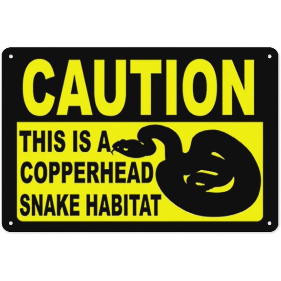 Caution This is A Copperhead Snake Habitat Sign 8"x12" - Aluminum Tin Warning for Home Outdoor Garden, Durable Safety Decor for Outdoor