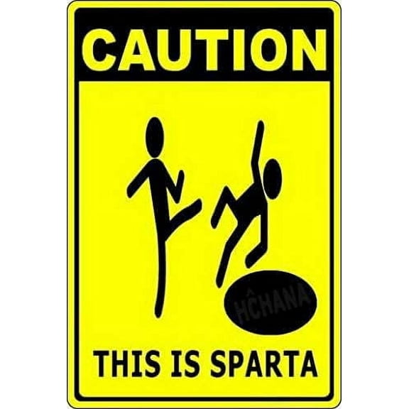 Caution This is Sparta Funny Sign 8X12 inch Wall Pub Home Decor Metal Sign
