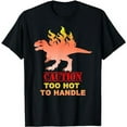 thumbnail image 1 of Caution Too Hot To Handle Flaming T Rex Design T-Shirt, 1 of 5