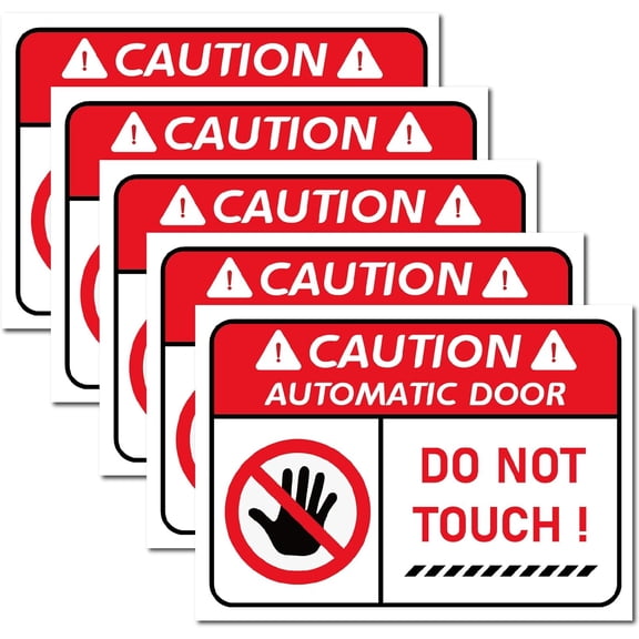 Caution Do Not Touch Automatic Door Warning Sign Stickers 9.8" x 6.9" Vinyl Self Adhesive Labels Decal Waterproof Window Door for Business Indoor Official Warehouse Sliding Door