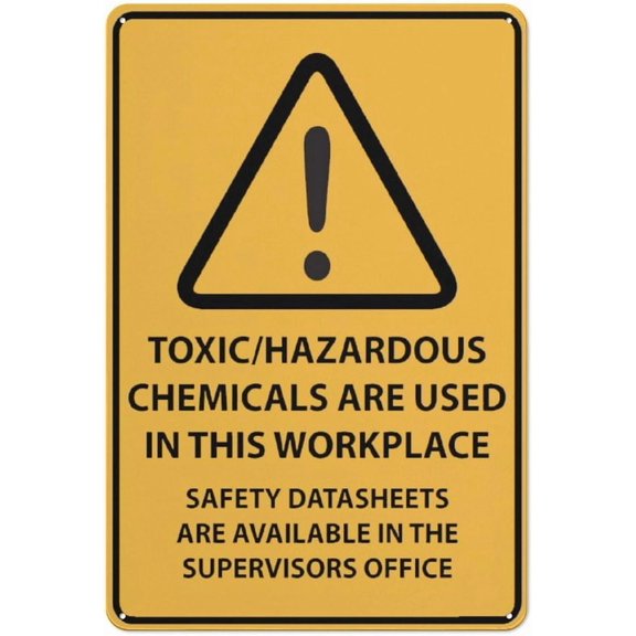 Caution Toxic Hazardous Chemicals Are Used In This Workplace Sign 8"x12" Inch Rust Free Aluminum Easy To Read & Sturdy Keep Out Outdoor Metal Signs For Home Farm Yard