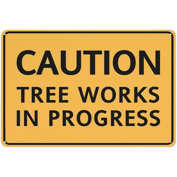 Caution Tree Works In Progress Rust Free Aluminum Sign 8"x12" - UV Protected Waterproof Weatherproof Fade Resistant, 4 Pre-Drilled Holes