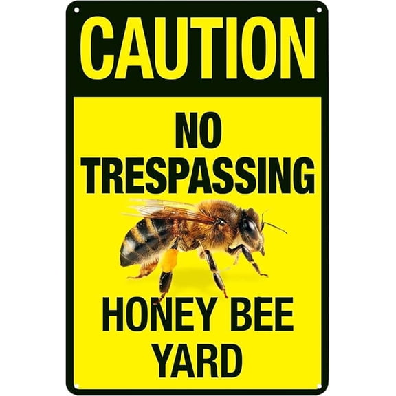 Caution No Trespassing Honey bee Sign Caution Danger Do Not Enter Bee Warning Metal Sign Poster Home Bar Kitchen Coffee Man Cave Garage Wall Decor Art Tin Sign 8x12 Inch