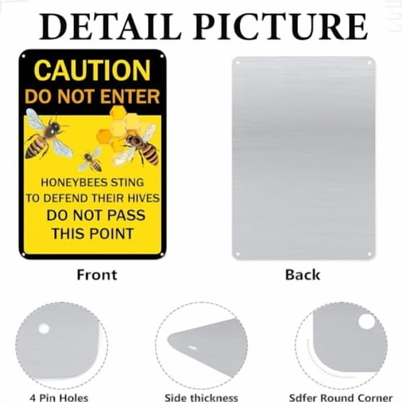 Caution No Trespassing Honeybees Sign,Caution Danger Do Not Enter Honeybees Man Cave Decor Warning Metal Signs,Bee Farm Tin Sign for Home Garden Yard Farmhouse Farm 12x8 Inch