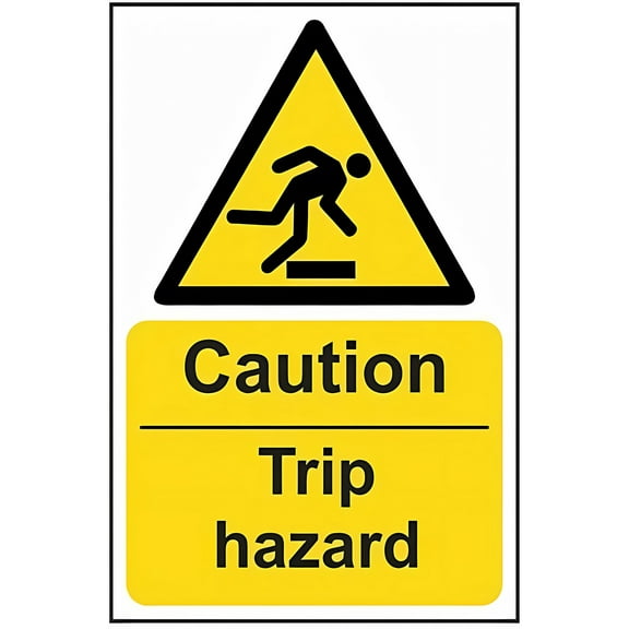 Caution Trip Hazard Site Security Metal Sign - 8"x12", Danger Notice for Construction Zones, Warehouses, Office Spaces, Outdoor Events & Indoor Facilities
