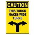 thumbnail image 1 of Caution This Truck Makes Wide Turns Sign Vinyl Sticker Trailer Label Truck Decal Safety Markings for Dry Van and Reefer Trailers - Truck Markings Self Adhesive Rear Bumper Sticker (10" x 14"), 1 of 3