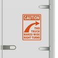 thumbnail image 1 of Caution This Truck Makes Wide Turns Vinyl Decal Sticker Many Colors & Sizes Wide Turn Sign Truck Safety Markings for Dry Van and Reefer Trailers Truck Decals & Markings (10" x 14", Orange), 1 of 8