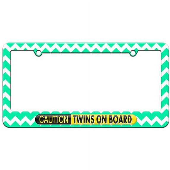 Caution Twins On Board License Plate Tag Frame, Multiple Colors