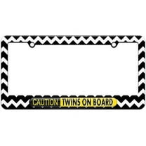 Caution Twins On Board License Plate Tag Frame, Multiple Colors