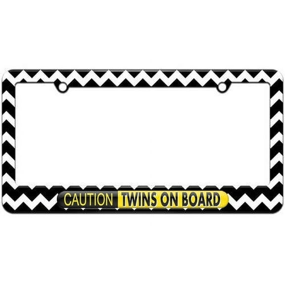 Caution Twins On Board License Plate Tag Frame, Multiple Colors