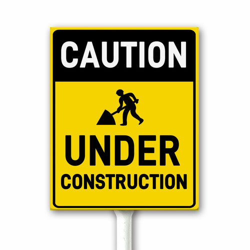 Caution Under Construction Slow Sign Yellow Notice Sign for Street Road ...