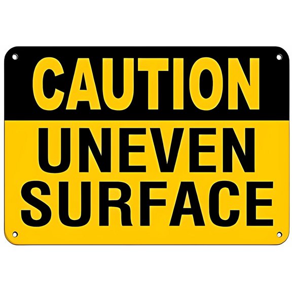 Caution Uneven Surface Hazard Watch Your Step Aluminum Tin Sign 12 x 8 Inches - Business Safety Sign, Suitable for Indoor Outdoor Walkways, Ramps