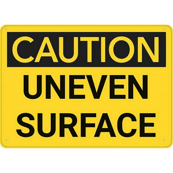 Caution Uneven Surface Metal Sign 8"x12" Rust Free Aluminum - UV Ink Printing Durable Weatherproof, Outdoor Decor for Home