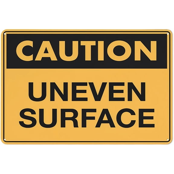 Caution Uneven Surface Plain Sign - 8"x12" Grade Reflective Rust Free Aluminum, Weather Resistant Waterproof Easy to Mount