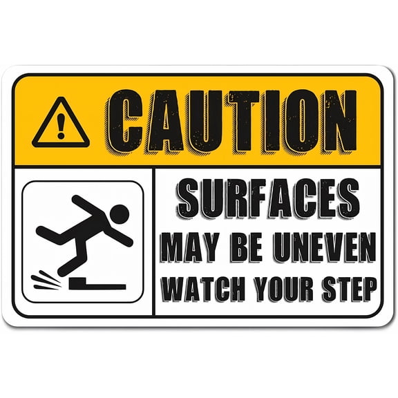 Caution Uneven Surface Watch Your Step Sign - 12×8 Inches, Aluminum Notice Sign, Property Yard Home Outdoor Fence Safety Decor