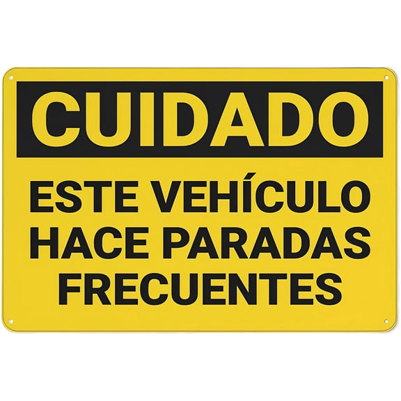 Caution Vehicle Makes Frequent Stops Spanish Sign, 8"x12" Rust-Free Aluminum Sign, Professional Graphics Indoor Outdoor Sign