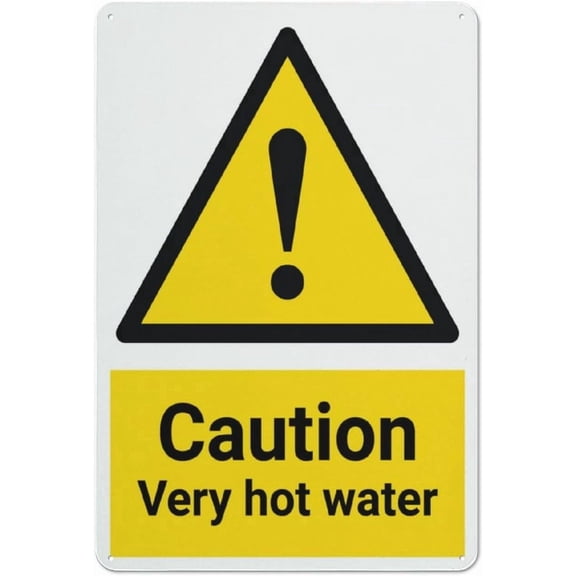Caution Very Hot Water With Pictogram Retro Metal Tin Sign 8"x12" - Funny Wall Decor for Shop Yard Man Cave Garage Outdoor, Decorative Poster Plate