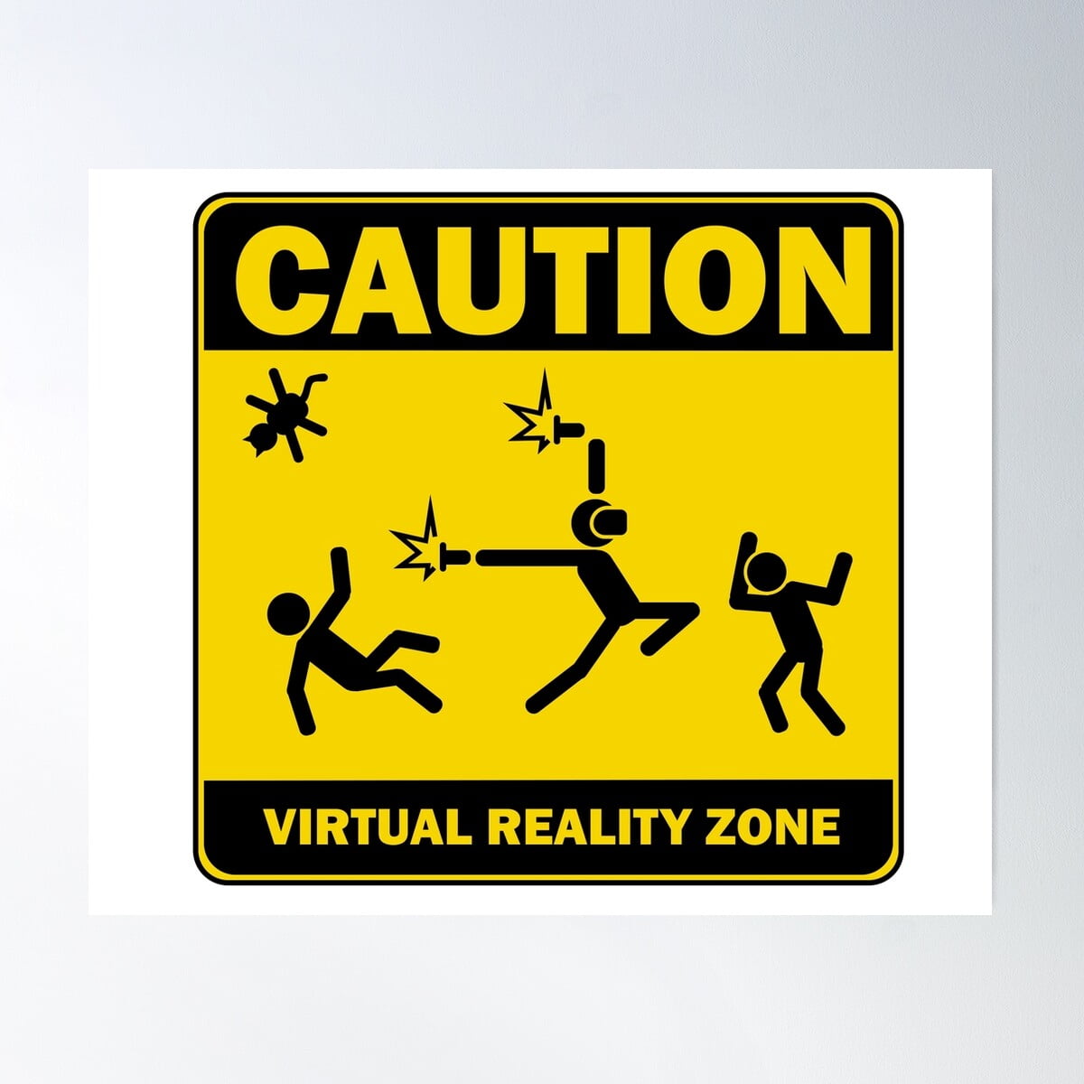 Caution! Virtual Reality Zone! Poster Wall Art, Modern Wall Decor For ...
